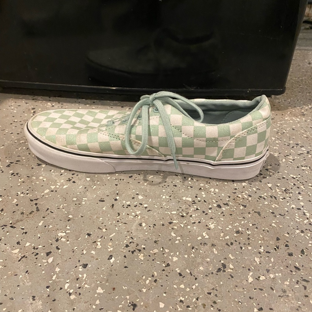 Vans Pastel Green and White Checkered Sneakers - Picture 6 of 7
